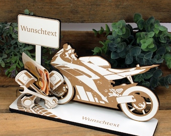 Money gift motorcycle racing machine - including desired text - sign for money voucher voucher gift gift biker motocross motorcyclist