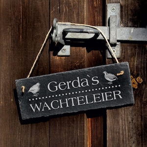 Quail eggs with desired name sign made of slate - sale eggs quail stable sign door sign - 22x8 - gift farm country house farmer