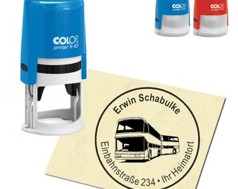 Stempel Adressstempel personalisiert - Schlenkibus - rund ∅ 40mm