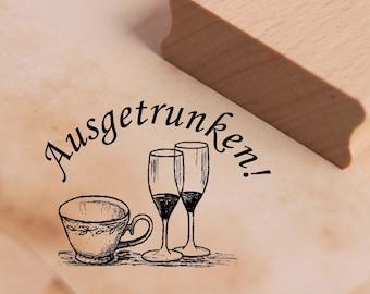 Motiefstempel dronken - koffieglazen stempel houten stempel 38 x 28 mm - scrapbooking embossing stempelen ambachtelijke cadeau restaurant