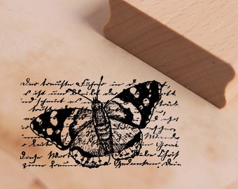 Stempel Schmetterling auf Vers - Motivstempel ca. 48 x 28 mm - Scrapbooking Holzstempel Embossing Vintage Poesie Romantik Geschenk Mama Oma