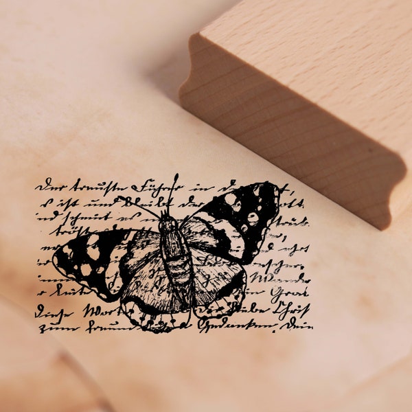 Stempel Schmetterling auf Vers - Motivstempel ca. 48 x 28 mm - Scrapbooking Holzstempel Embossing Vintage Poesie Romantik Geschenk Mama Oma