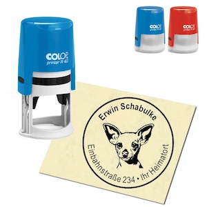 Stamp Address stamp personalized - Chihuahua head - round ∅ 40 mm
