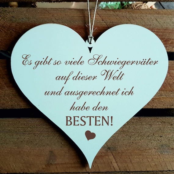Schild HERZ Bester Schwiegervater der Welt mit Spruch Etsy