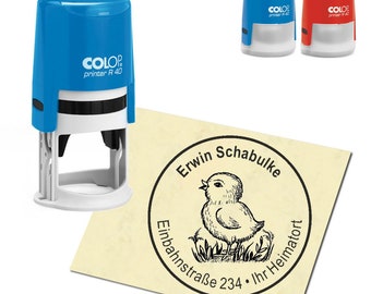 Stempel Adressstempel personalisiert - Küken - rund ∅ 40mm