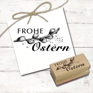 Motief stempel Happy Easter wilgenkatjes - stempel natuur houten stempel 68 x 28 mm - scrapbooking stempelen knutselen paasstempel paasknutselen