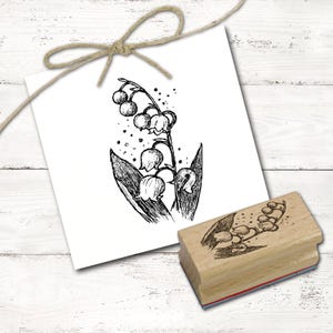 Motivstempel Maiglöckchen - Stempel Holzstempel 38 x 58 mm - Stempeln Basteln Scrapbooking  Geschenkidee Frühling Kindergarten Schule