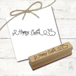 Timbro con motivo bordo Buona Pasqua scritta - timbro coniglietto pasquale timbro in legno Pasqua 98 x 16 mm - timbratura artigianato scrapbooking timbro di Pasqua