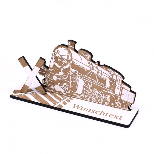 Geldgeschenk Eisenbahn Lok - Lokomotive inkl. Wunschtext - Lokführer Schild Geld Gutschein - 20x9,5cm - Gutscheingeschenk Geschenk Papa Opa