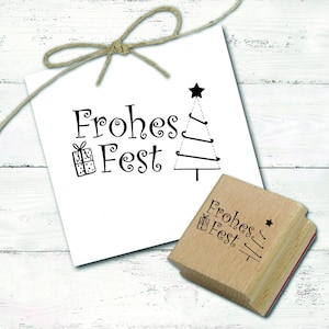 Stamp Happy Holidays - Christmas tree gift motif stamp modern minimalist approx. 48 x 32 mm • Wooden stamp Christmas stamp Santa Claus Advent