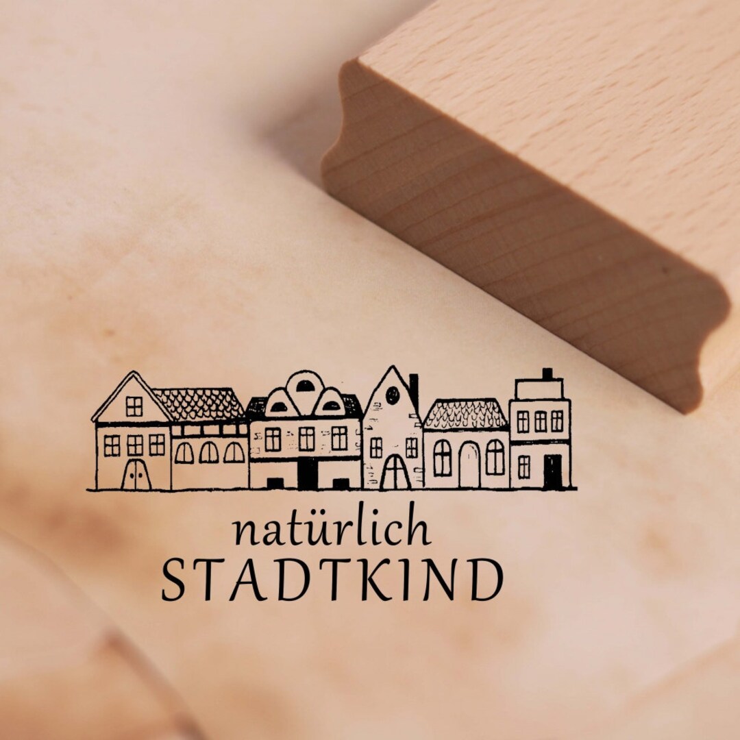 Motif Stamp of Course City Child Stamp 58 X 28 Mm Wooden Stamp