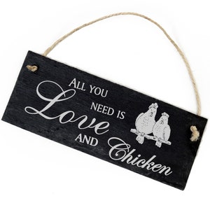 Slate Decoration Chicken Shield 22 x 8 cm - All you need is Love and Chicken