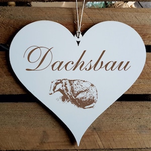 Signo CORAZÓN « DACHSBAU » Motivo DACHS Puerta Letrero Decoración Signo Escudo del corazón Escudo colgante Decoración Entrada Puerta principal Bienvenida Familia Gift House
