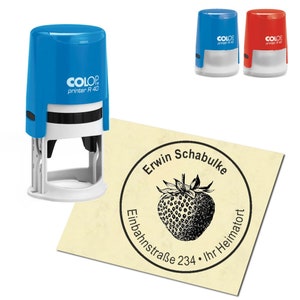 Stamp Address Stamp Personalized - Strawberry - Round ∅ 40 mm