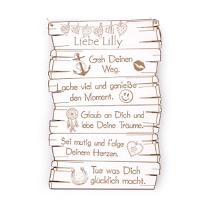 Sohn Tochter Schild Spruch Geh deinen Weg + NAME personalisiert Motivation Holzschild 16x24cm Jugendweihe Konfirmation Geburtstag Kommunion