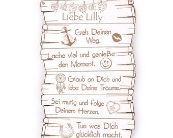 Schild Spruch Sohn Tochter Geh deinen Weg + NAME - Motivation 16x24cm  Türschild Geschenk Jugendweihe Konfirmation Geburtstag Abschluss