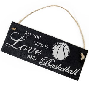 Slate Decoration Basketball Shield 22 x 8 cm - All you need is Love and Basketball