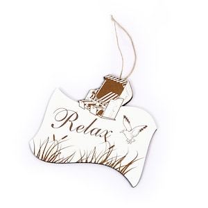 Maritime Shield &quot;RELAX&quot; Beach Basket Reed Door Sign Maritime Decoration Decoration Gift Wellness Apartment Seagull Bathroom Bathroom
