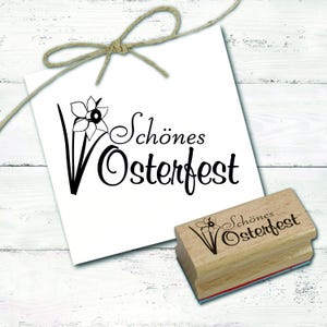 Motivstempel Schönes Osterfest Stempel Osterglocke 68 x 38 mm - Holzstempel Scrapbooking Embossing Stempeln Basteln - Frühling Geschenk