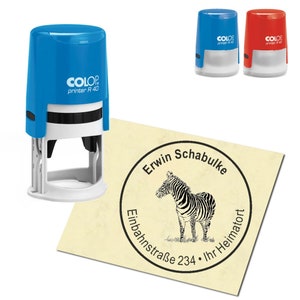 Stamp Address stamp personalized - Zebra - around ∅ 40 mm
