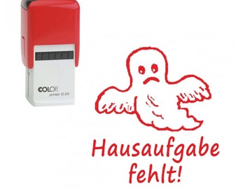 Lerarenstempel Huiswerk ontbreekt - Automatische Stempel Kinderen Motief Stempel Ghost 24 x 24 mm - Schoolleraar School Stempel Lof Motivatie Leerlingen