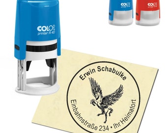 Stempel Adressstempel personalisiert - Pegasus - rund ∅ 40mm