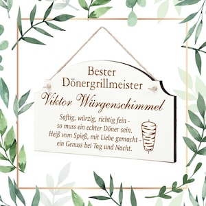 Sign Best Döner Griller Best Döner Griller Gift - funny gifts professions personalized gift idea Döner Kebab 14 x 8.5 cm