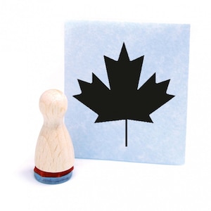 Ministempel Ahornblatt Ahorn Kanada - Holzstempel mini Motivstempel Abdruckgröße ca. Ø12 mm - kleiner Stempel Höhe 2,5 cm - Gechenkidee Büro