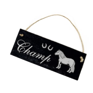 Slate board horse Shetland pony - with desired name - door sign 22 x 8 cm weatherproof - stable sign horse stable riding stable horse box riding