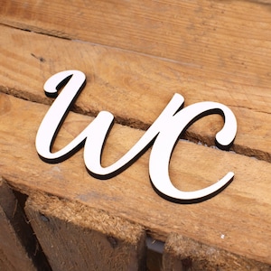 Letrero para puerta de baño con letras, letrero de madera blanca, letras decorativas para puerta de baño, habitación, autoadhesivo, 14 x 7,5 cm, letrero adhesivo para inodoro