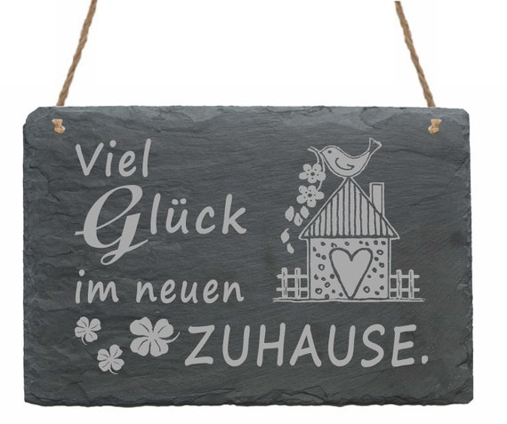 Schiefertafel Viel Glück im neuen Zuhause mit Motiv Etsy.de