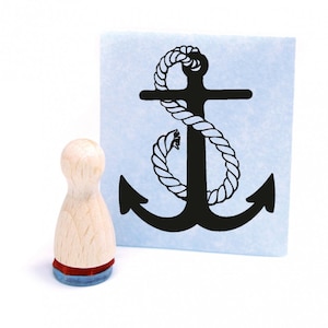 Mini francobollo ancora - francobollo in legno mini motivo francobollo dimensione dell'impronta circa Ø12 mm - altezza francobollo piccolo 2,5 cm - idea regalo scrapbooking mare ufficio