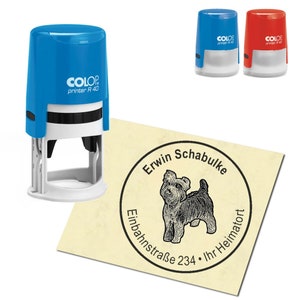 Stamp Address stamp personalized - Yorkshire Terrier 02 - about ∅ 40 mm