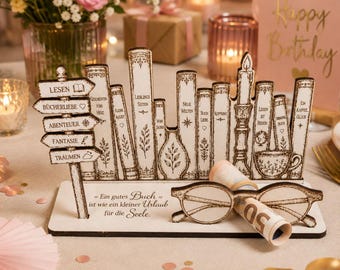 Bücher Geldgeschenk Geschenk für Leseratten & Buchliebhaber - Geschenkidee Lesen Leser Geburtstag Schulabschluss Ruhestand Rente - 14 x 8 cm