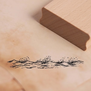Motiefstempel golven grensstempel zee strand 98 x 18 mm - houten stempel embossing scrapbooking stempelen ambachten - cadeau strand kust