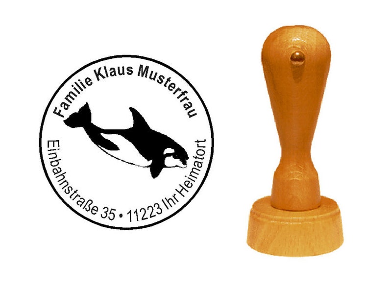 Stempel Holzstempel ORKA ORCA KILLERHAI Bild 1