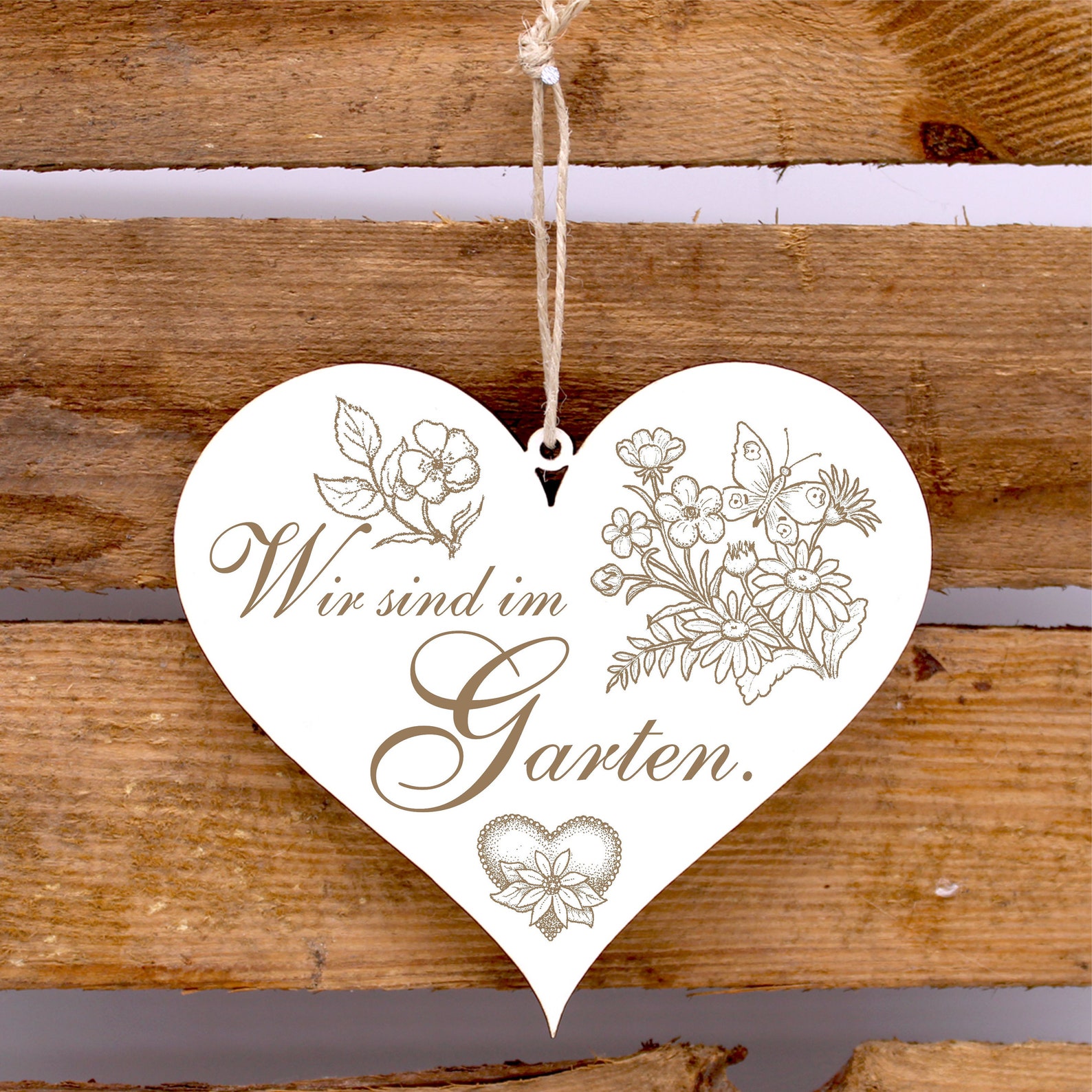 Schild Herz Wir sind im Garten Motiv Sommer Blumen 13 x 12 Etsy.de