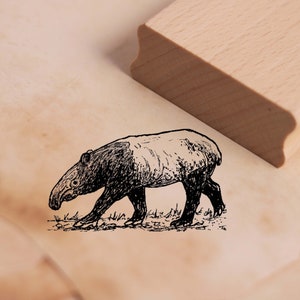 Motivstempel Tapir geht - Stempel Holzstempel 48 x 28 mm - Scrapbooking Embossing Basteln Stempeln Geschenk Schule Kindergarten Zoo Tiere