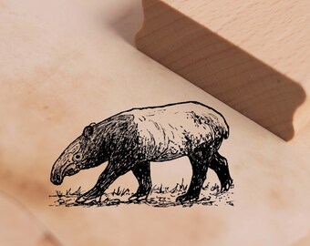 Motif stamp tapir goes - stamp wooden stamp 48 x 28 mm - scrapbooking embossing crafts stamping gift school kindergarten zoo animals