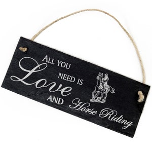 Slate Decoration Riding Shield 22 x 8 cm - All you need is Love and Horse Riding