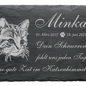 Memorial plaque house cat with name and date • 22 x 16 cm saying engraving motif • gravestone animal gravestone animal grave funeral cemetery grave cat