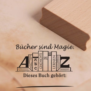 Timbro questo libro appartiene - Libri Magia Motif Timbro - circa 48 x 37 mm - Scrapbooking Timbro di legno Esquilibri nome Proprietà Bambino Timbro per bambini