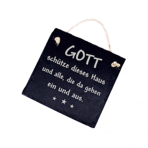 God protect this house and everyone who goes in and out of it - sign saying slate engraved door sign moving in blessing house blessing 11 x 11 cm