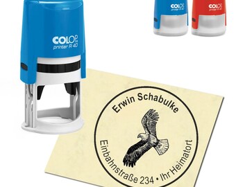 Stamp Address stamp personalized - Bald Eagle - around ∅ 40 mm