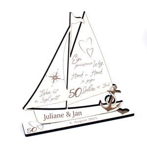 Golden Wedding Anniversary Gift 50th Anniversary Personalized Ship - 18 x 20 cm Wedding Gift