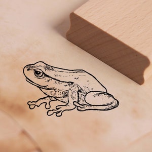 Tampon à motif grenouille 48 x 28 mm - tampon en bois scrapbooking gaufrage artisanat estampage - cadeau école maternelle grenouilles nature