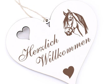 Herzlich Willkommen Schild Mit Pudel – Holzschild, Ca. 13x12 Cm, Lasergravur, Mit Aufhängeband