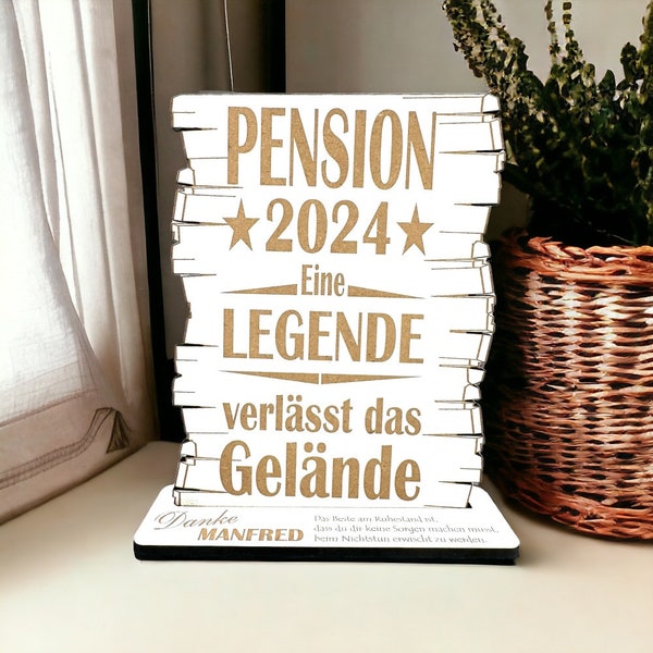 Stand sign retirement pension 2024 - A legend leaves the premises personalized with name - farewell gift colleague pensioner