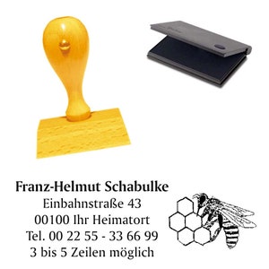 Address stamp « BEEKEEPER » with cushion - bee honey