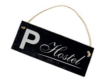 Shield Slate Parking Hostel - Door Sign 22 x 8 cm Weatherproof - Slate Dekosign Decoration - Parking Hostel Pension